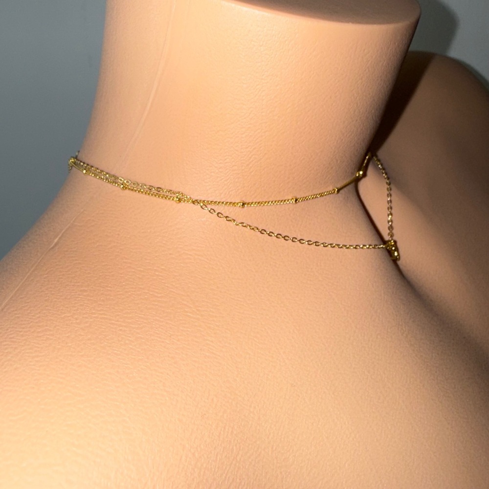Yoosteel Gold Layered Initial Necklace Set Satellite Choker Letter J Pendant - Picture 6 of 9